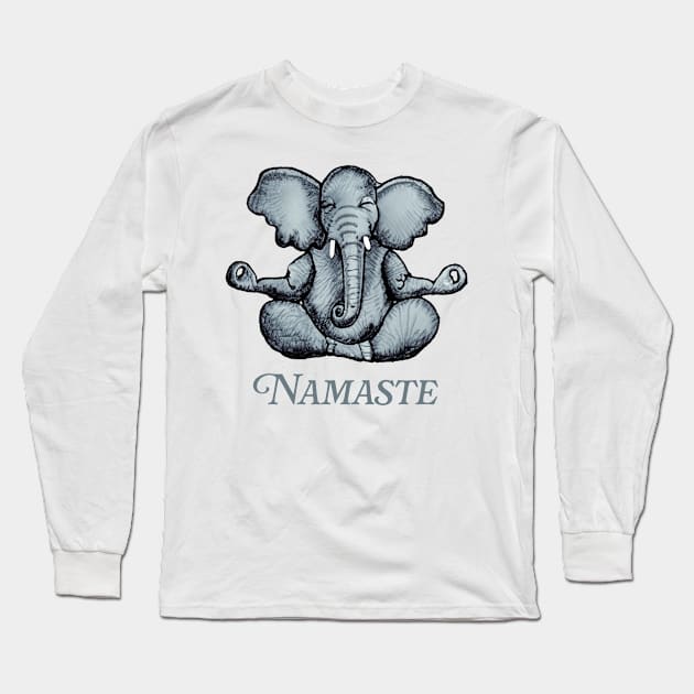 Namaste Elephant Yoga Long Sleeve T-Shirt by TomiTee